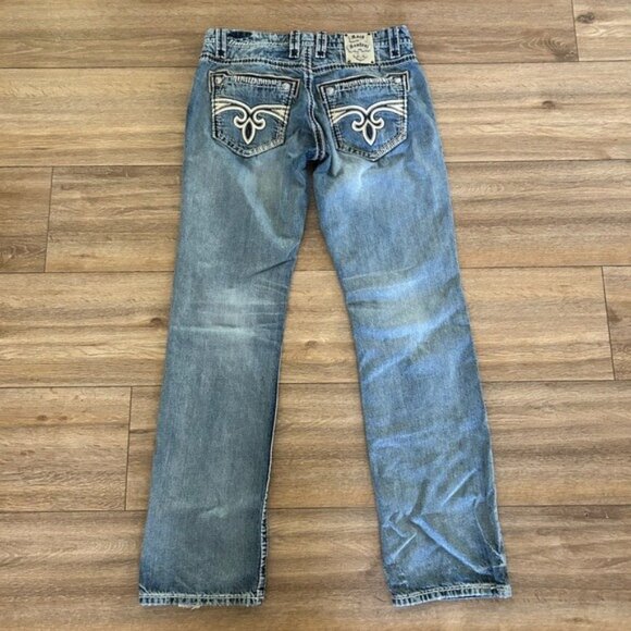 Rock Revival Justin Relaxed Straight Jeans Sz 33 - Picture 13 of 16
